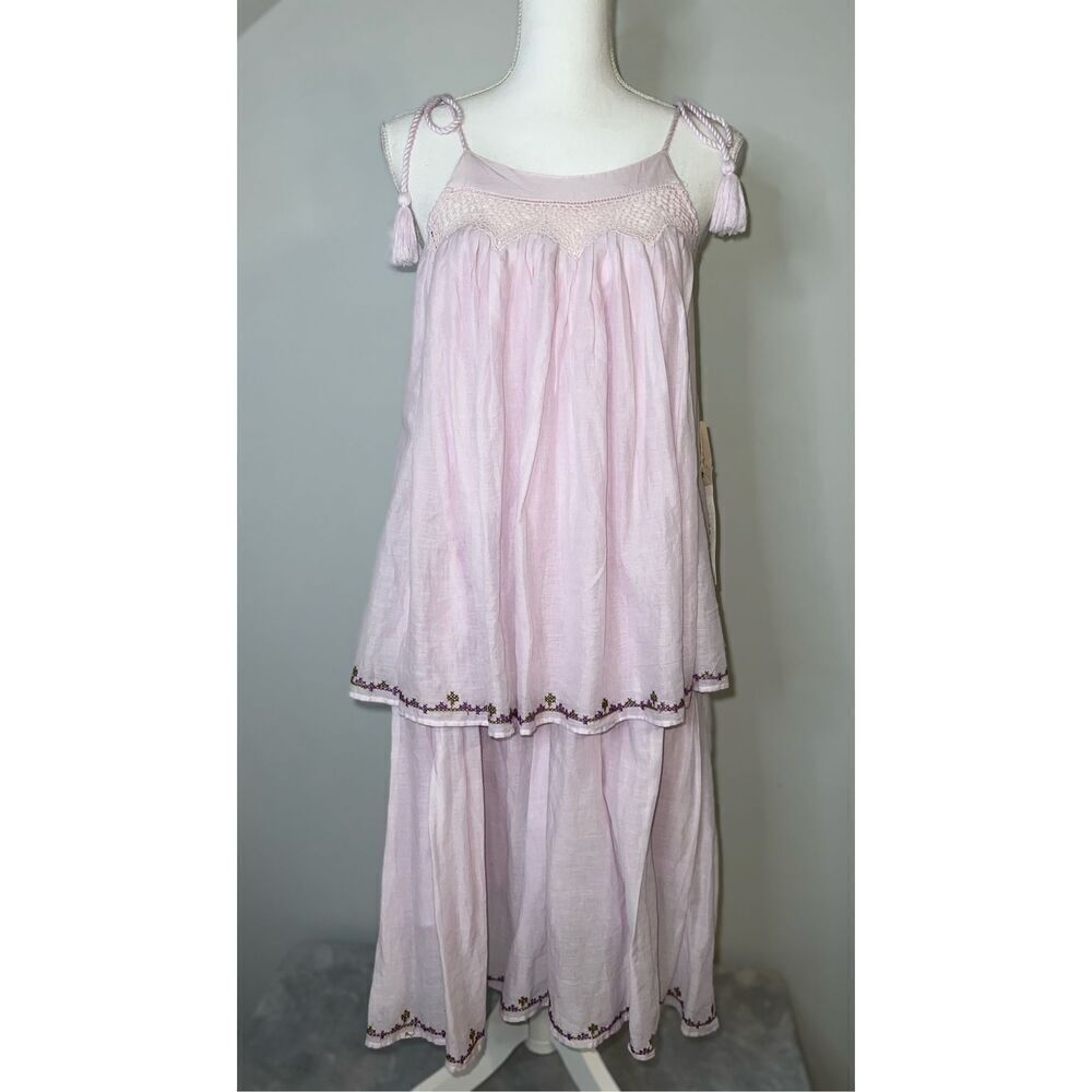 New! Milkmaid Cottagecore Lavender Tiered Midi Dress Small